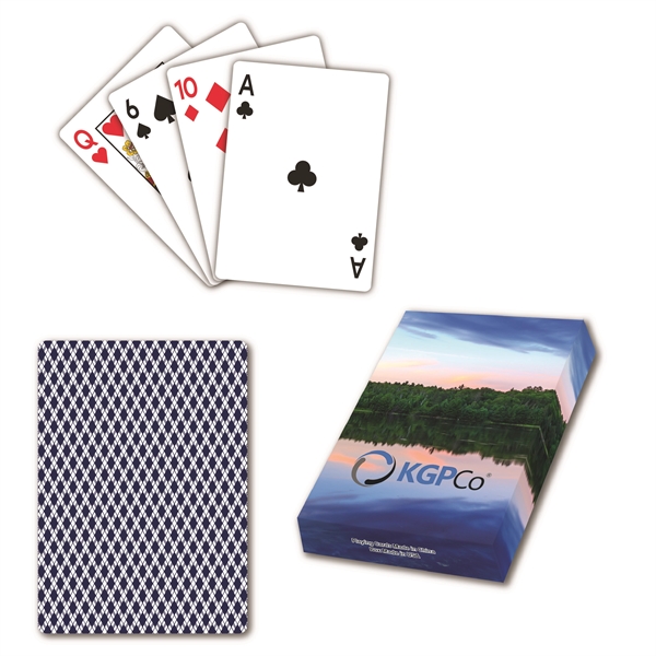 Imported Playing Cards with USA Made Custom Printed Logo'd Box... from ASI 56080 Playing Cards On Demand