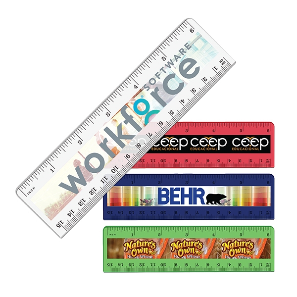 Plastic 6" ruler with beveled edges, English and Metric scales, full... from ASI 30270 Aakron Line