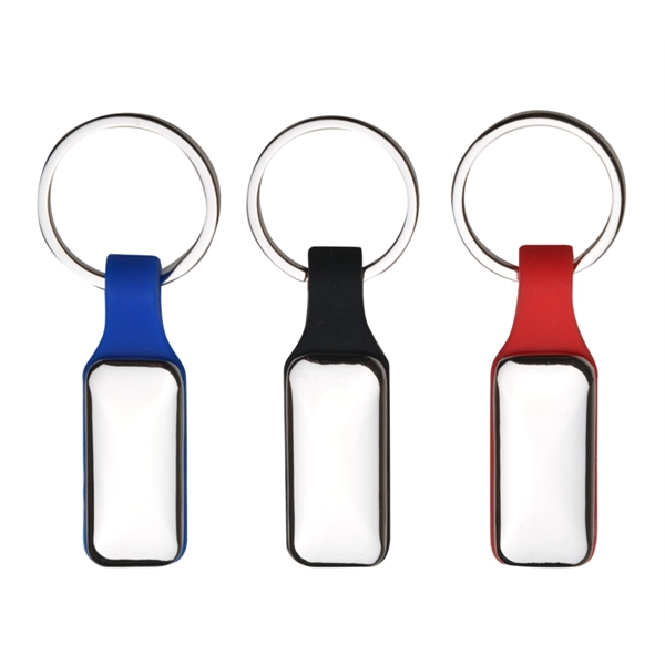 Metal keychain with silicon strap + 1 color 1 location laser... from ASI 37218 Athena Promo (tm)