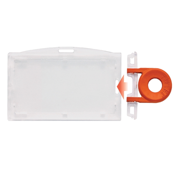Clear polycarbonate badge holders feature a locking end piece that locks... from ASI 79898 Promovision / PROMOVISION