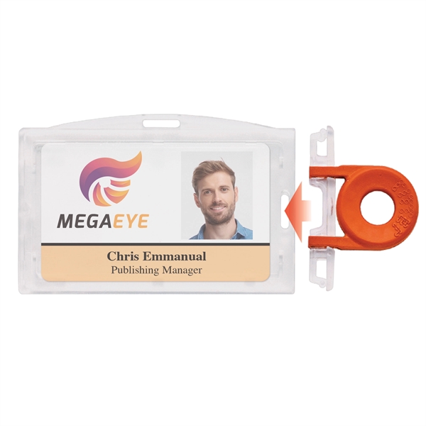 Clear polycarbonate badge holders feature a locking end piece that locks... from ASI 79898 Promovision / PROMOVISION