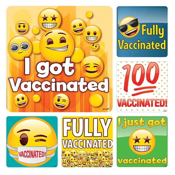 Emoji vaccination stickers, 100 per roll, 2 1/2" in six assorted... from ASI 98360 WOWLine / WOWLine®