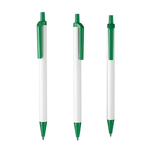 Slim White Barrel Pen with plunder action and colored tip and... from ASI 37218 Athena Promo (tm)