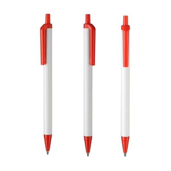 Slim White Barrel Pen with plunder action and colored tip and... from ASI 37218 Athena Promo (tm)