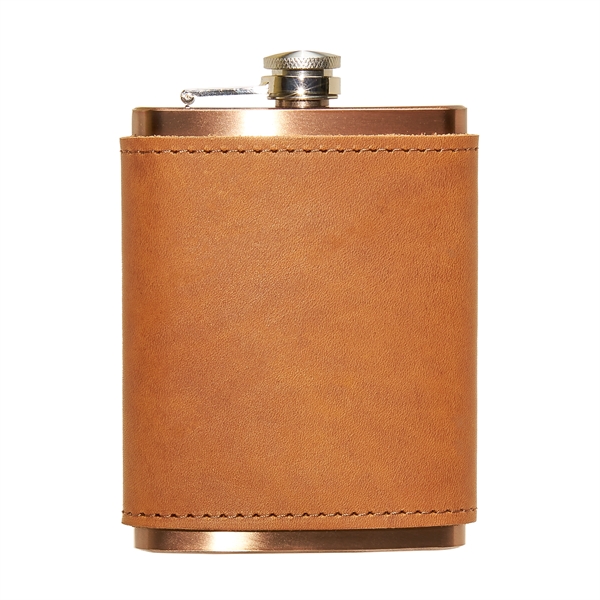 Leather Wrapped Flask Box Set. Includes a copper plated 8-oz flask... from ASI 75126 Oowee Products