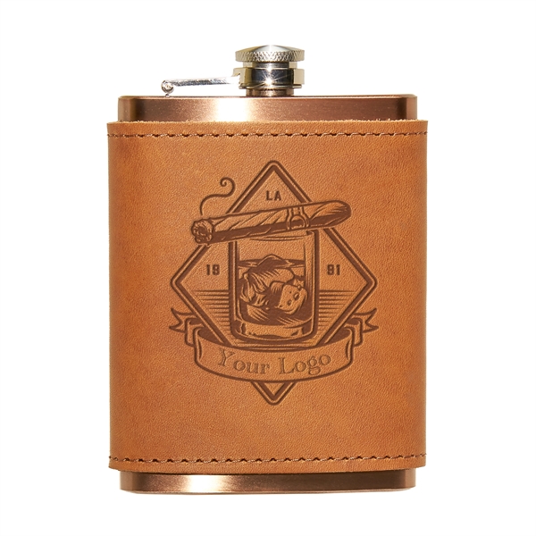 Leather Wrapped Flask Box Set. Includes a copper plated 8-oz flask... from ASI 75126 Oowee Products