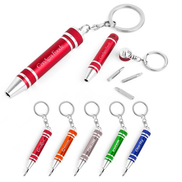 3-in-1 mini multi-tool screwdriver keychain made of aluminum that measures 3... from ASI 88060 Snugz/USA Inc / Sweda®