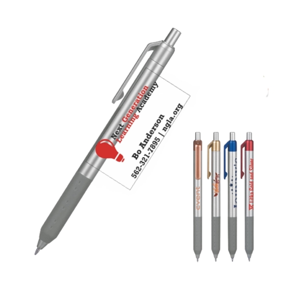 plunger-action metal pen with a co-molded soft grip with 1C Screen... from ASI 37218 Athena Promo (tm)