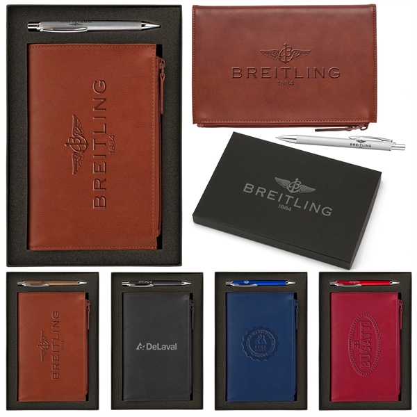 Mason stationery gift set featuring a leather and suede notebook and... from ASI 88060 Snugz/USA Inc / Sweda®