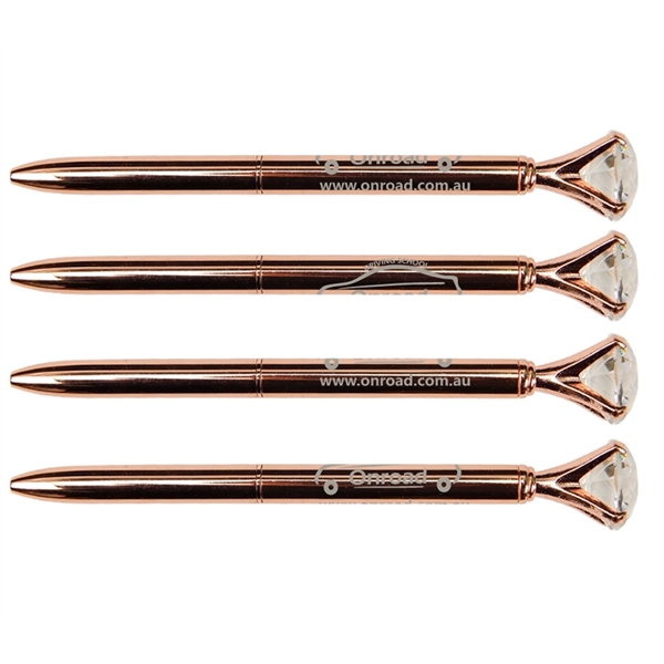 Metal pen accessorized with diamond plus laser engraving on 1 side... from ASI 37218 Athena Promo (tm)