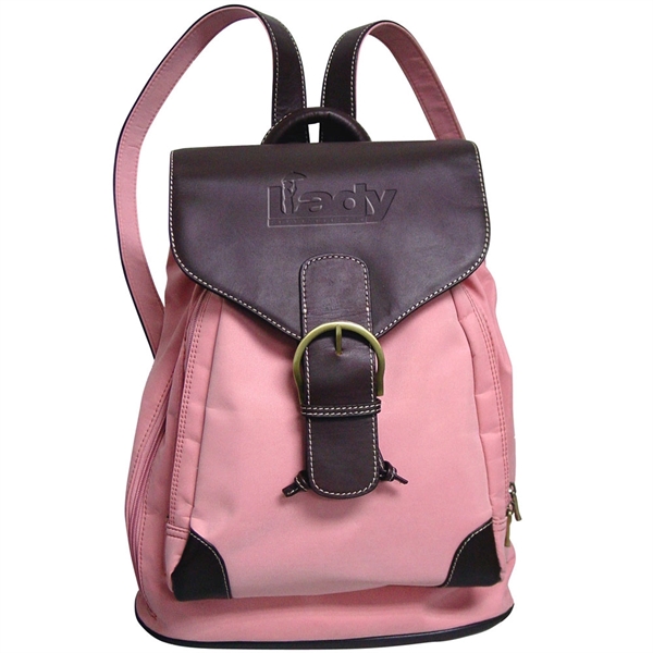 This beautiful backpack blends supple brushed twill with luxe full-grain leather... from ASI 79384 Preferred Nation Inc