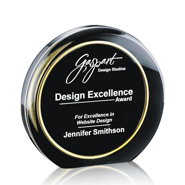 Solid acrylic round award with a gold accent ring.... from ASI 84592 St Regis Group / St Regis