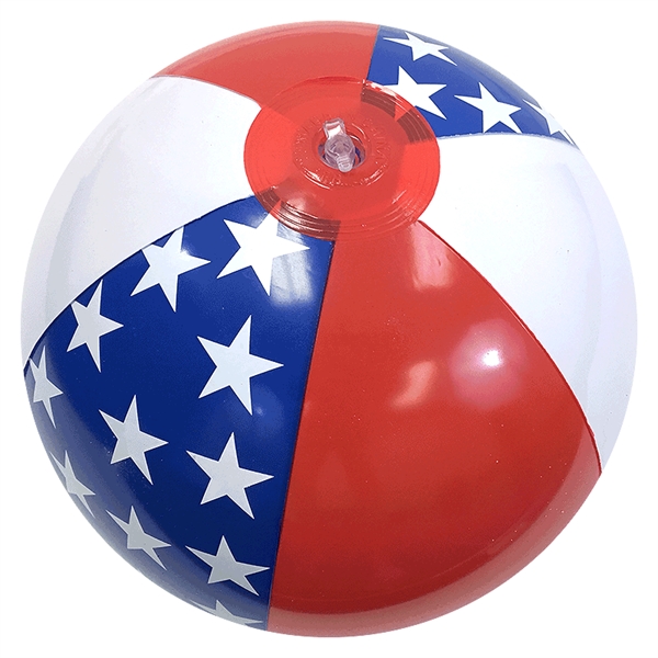 Inflatable patriotic red-white-blue panels with white stars design beach ball.... from ASI 31977 Adline Industries Inc