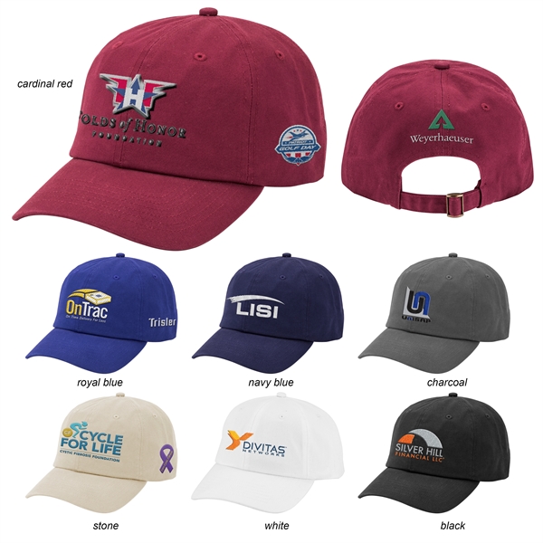 100% cotton bio-washed chino twill six panel cap with pre-curved visor... from ASI 88060 Snugz/USA Inc / Sweda®