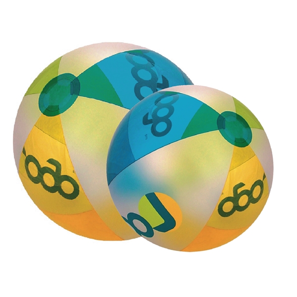 Inflatable alternating translucent lime green-orange-teal colored panel beach ball.... from ASI 31977 Adline Industries Inc