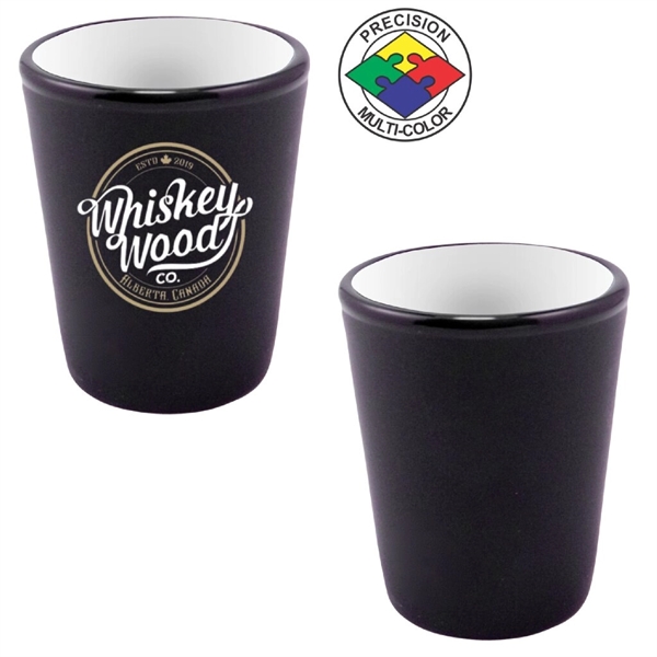 1.5oz Hilo Two-Tone Ceramic Shot Glass, spot color process... from ASI 80093 Pyrographics / Pyrographics Line