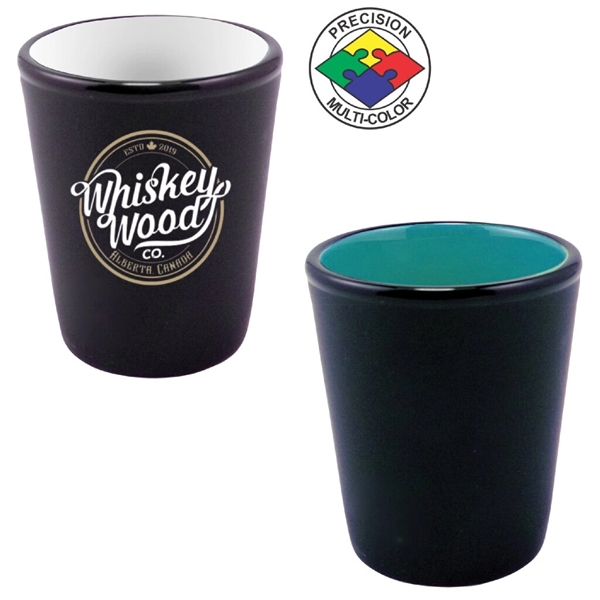 1.5oz Hilo Two-Tone Ceramic Shot Glass, spot color process... from ASI 80093 Pyrographics / Pyrographics Line