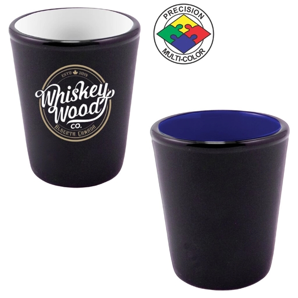1.5oz Hilo Two-Tone Ceramic Shot Glass, spot color process... from ASI 80093 Pyrographics / Pyrographics Line