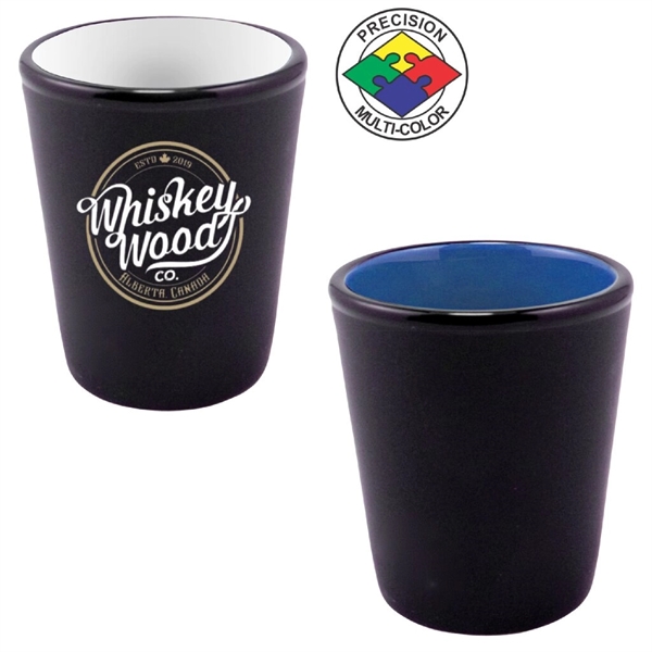 1.5oz Hilo Two-Tone Ceramic Shot Glass, spot color process... from ASI 80093 Pyrographics / Pyrographics Line