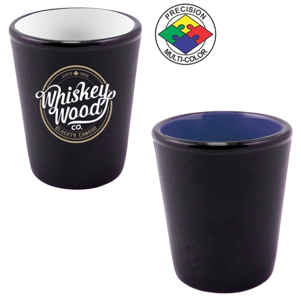 1.5oz Hilo Two-Tone Ceramic Shot Glass, spot color process... from ASI 80093 Pyrographics / Pyrographics Line
