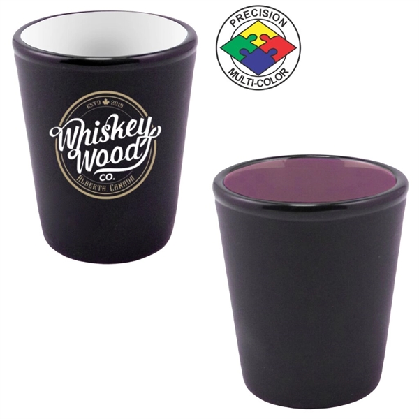 1.5oz Hilo Two-Tone Ceramic Shot Glass, spot color process... from ASI 80093 Pyrographics / Pyrographics Line