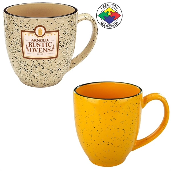 16oz Designer Speckled Bistro Mug, spot color. Many colors to choose... from ASI 80093 Pyrographics / Pyrographics Line