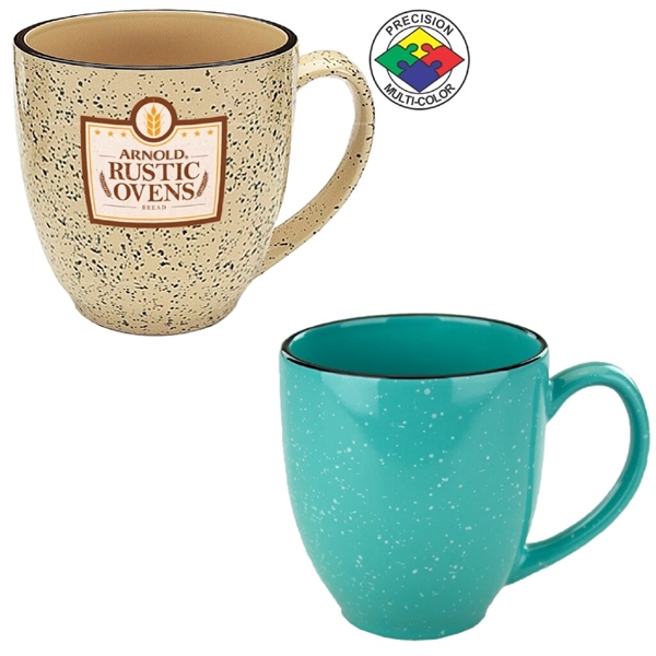 16oz Designer Speckled Bistro Mug, spot color. Many colors to choose... from ASI 80093 Pyrographics / Pyrographics Line