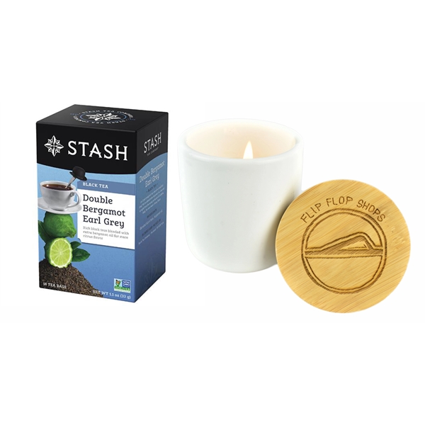 Tea Gift Set includes classic candle with bamboo lid and Stash... from ASI 72657 Active Life Promo / Apres Ski