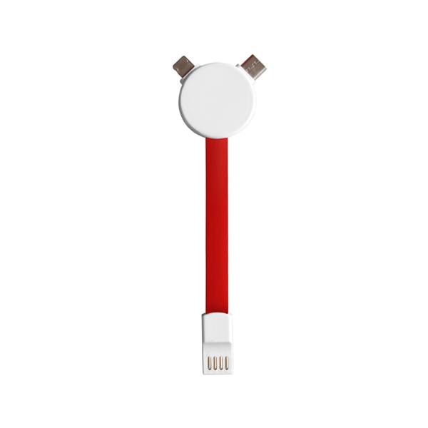 3-in-1 round magnet charging cable with keychain design and multiple ports.... from ASI 37218 Athena Promo (tm)