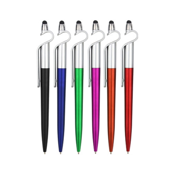 Ballpoint pen with a painted metallic surface, a stylus, and a... from ASI 37218 Athena Promo (tm)