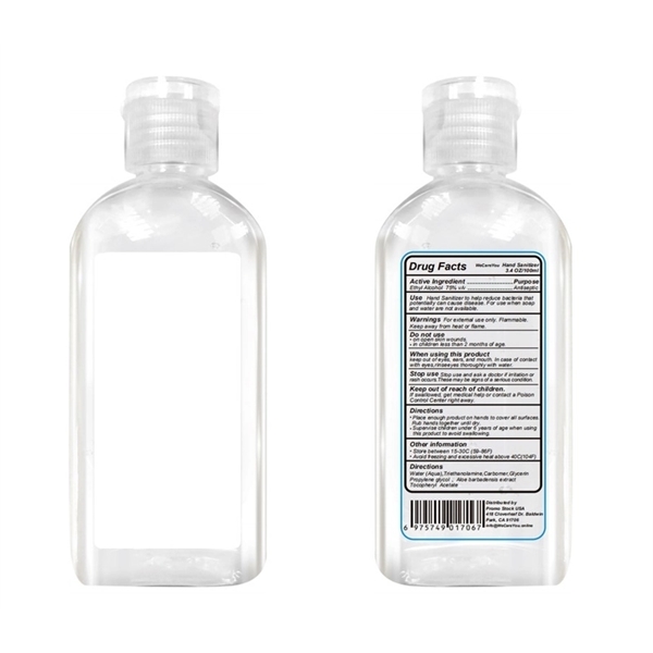 3.4 oz. hand sanitizer with 75% alcohol US Stock... from ASI 37218 Athena Promo (tm)