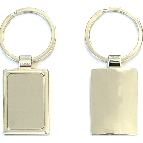 Rectangular shape chrome metal key holder... from ASI 74585 Nu Promo International / Nu Promo Line