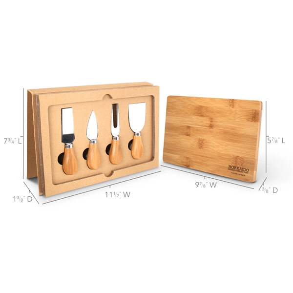 5-Pc Cheese Knife Set with Cardboard Gift Box w/ Bamboo Cutting... from ASI 46755 Cosmo Promos
