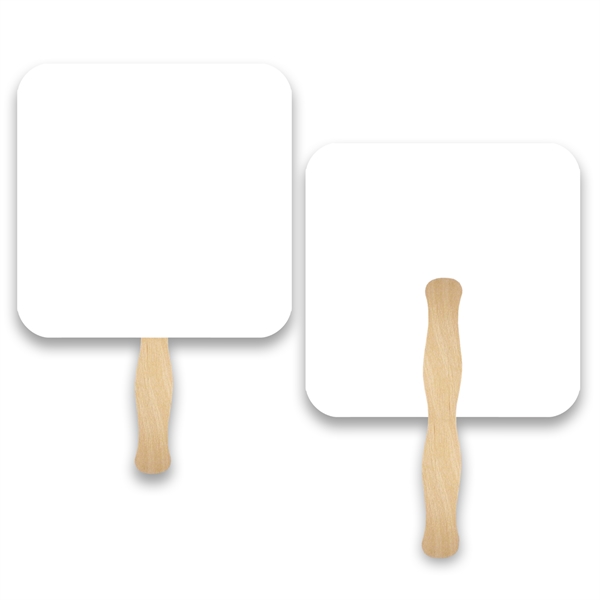 Stock shape rounded square hand fan with wood handle (wood stick)... from ASI 93520 Ventura Inc