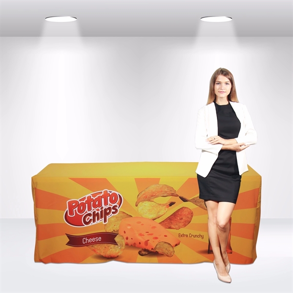 Washable and wrinkle resistant standard fitted table cover, allover printed with... from ASI 66230 Landes Inc