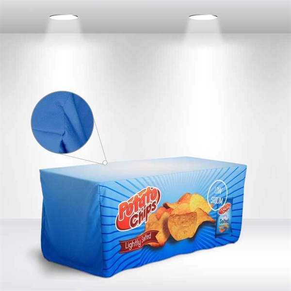 Washable and wrinkle resistant standard fitted table cover, allover printed with... from ASI 66230 Landes Inc