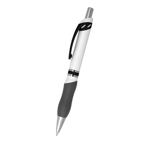 Campus plunger action pen with soft contoured gray rubber grip for... from ASI 61125 Hit Promotional Products / Hit®