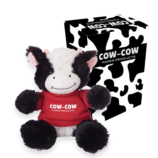 6" cuddly cow with imprinted shirt and gift box... from ASI 61125 Hit Promotional Products / Hit®