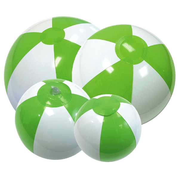 Inflatable Lime Green and White Beach Ball. Sizes measured Deflated: 6",9",12",16"... from ASI 31977 Adline Industries Inc