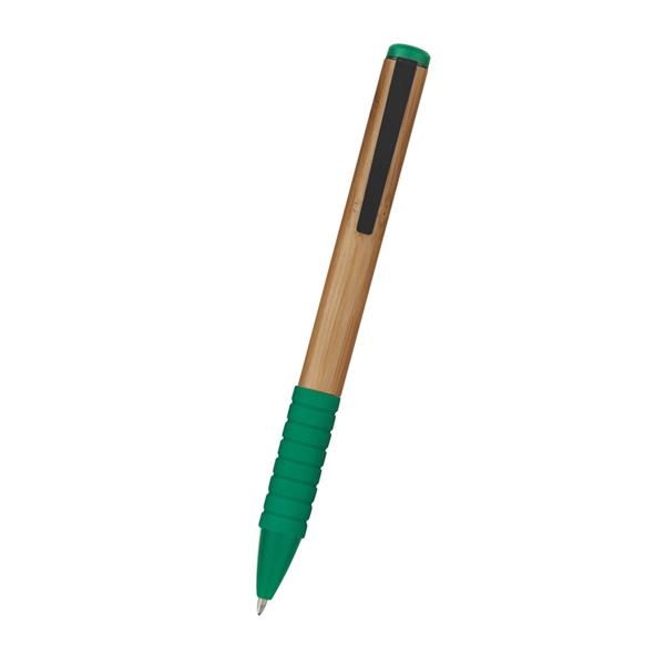 Bamboo design twist action pen with rubber grip for writing comfort... from ASI 61125 Hit Promotional Products / Hit®