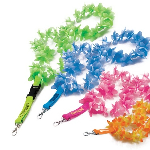 Each synthetic flower lei lanyard measures 34" in length with a... from ASI 93987 Martini-Vispak Inc.