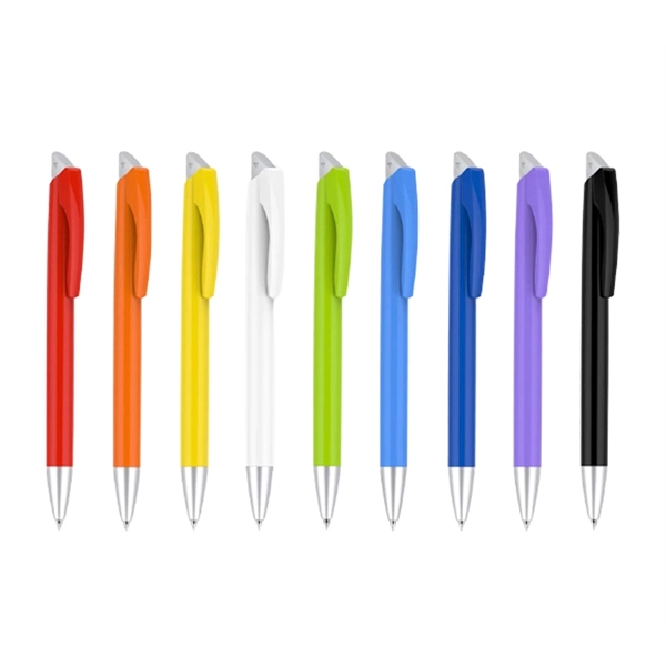 Click-action wedged tip plastic pen with a white or black body... from ASI 37218 Athena Promo (tm)