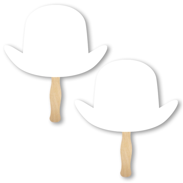 Derby hat hand fan with wood handle ( wood stick)... from ASI 93520 Ventura Inc