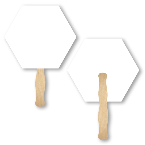Hexagon shape fan with wood handle ( wood stick) attached.... from ASI 93520 Ventura Inc