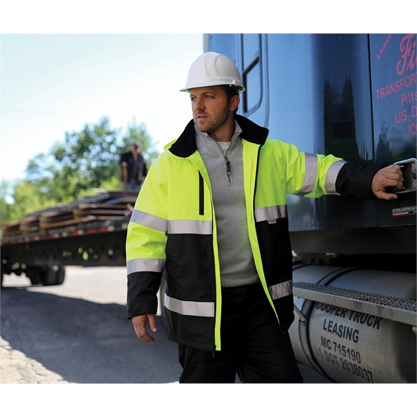 The Signal Hi-Vis Parka features Scotchlite Reflective material, wind and waterproof... from ASI 44620 Charles River Apparel