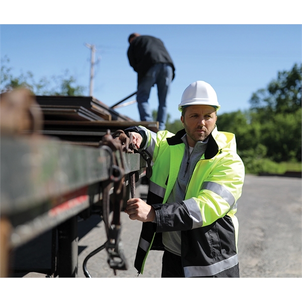 The Signal Hi-Vis Parka features Scotchlite Reflective material, wind and waterproof... from ASI 44620 Charles River Apparel