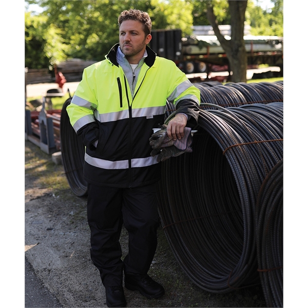 The Signal Hi-Vis Parka features Scotchlite Reflective material, wind and waterproof... from ASI 44620 Charles River Apparel