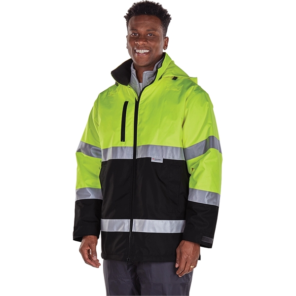 The Signal Hi-Vis Parka features Scotchlite Reflective material, wind and waterproof... from ASI 44620 Charles River Apparel