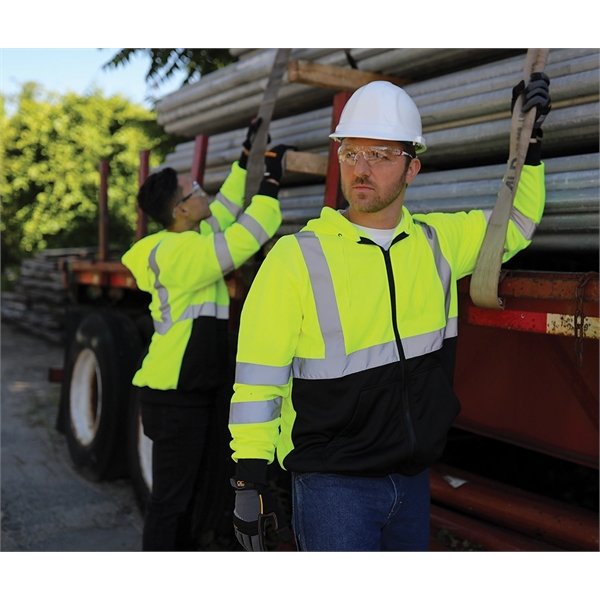 The Signal Hi-Vis Full Zip Hoodie keeps you comfortable and safe... from ASI 44620 Charles River Apparel