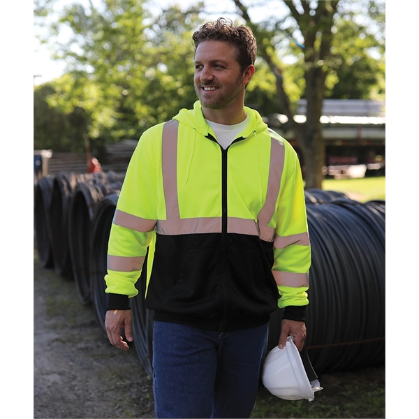The Signal Hi-Vis Full Zip Hoodie keeps you comfortable and safe... from ASI 44620 Charles River Apparel